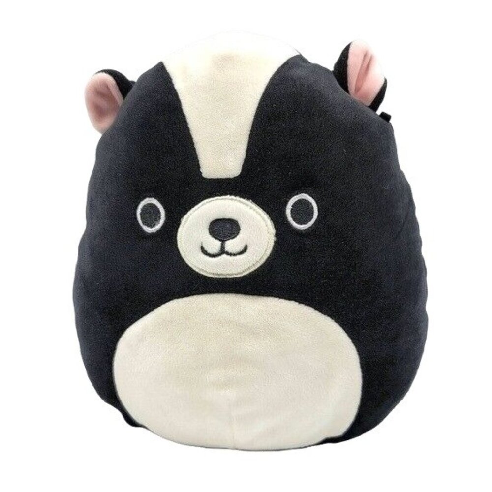 Squishmallows Skunk Plush Black 8" Pink Ears 2019 Stuffed Skyler Kellytoy